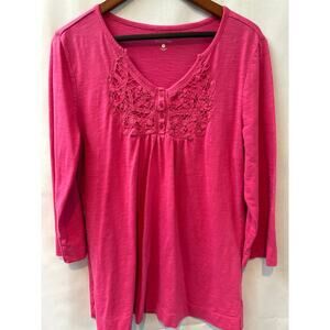 Pink Great Northwest 3/4 Sleeve Top Sz L